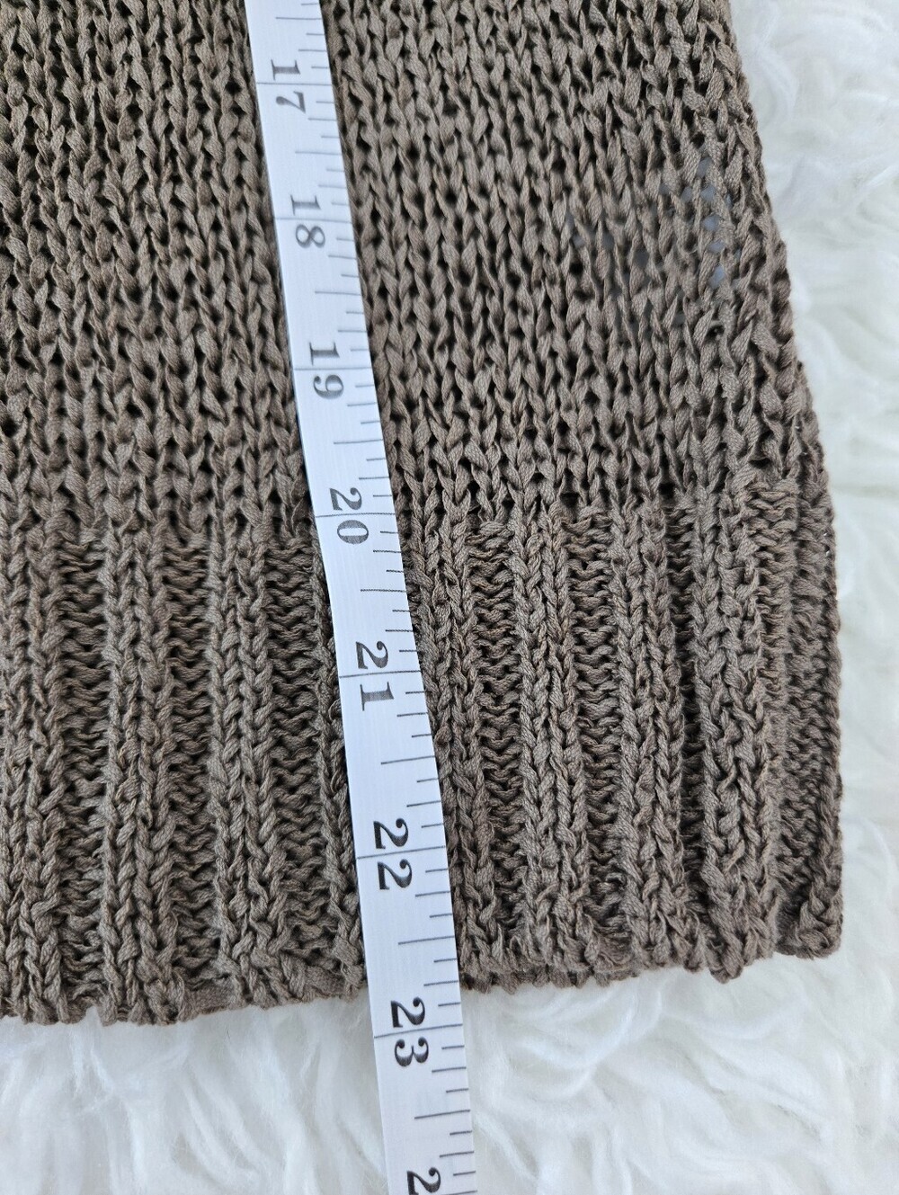 Apropos cowl neck open knit texture linen-blend sweater. 3/4 Sleeves. Large. - Picture 6 of 8